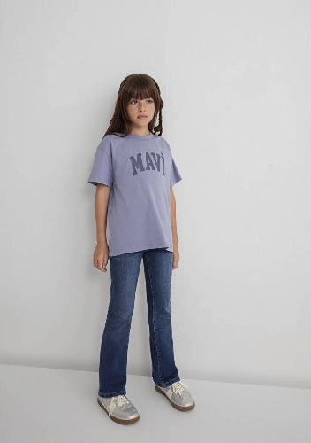 Resim Mavi Jenerik Kız Çocuk T-Shirt M7610385-88095