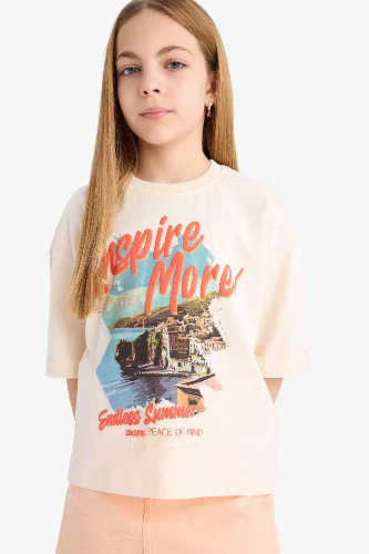 Resim Defacto Kız Çocuk Kısa Kol T-shirt E4406A8ER233