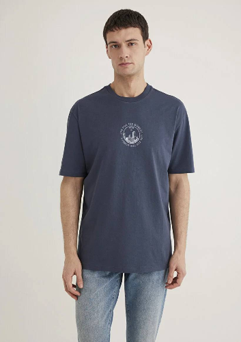 Resim Mavi Loose Erkek  T-shirt M0612627-70726