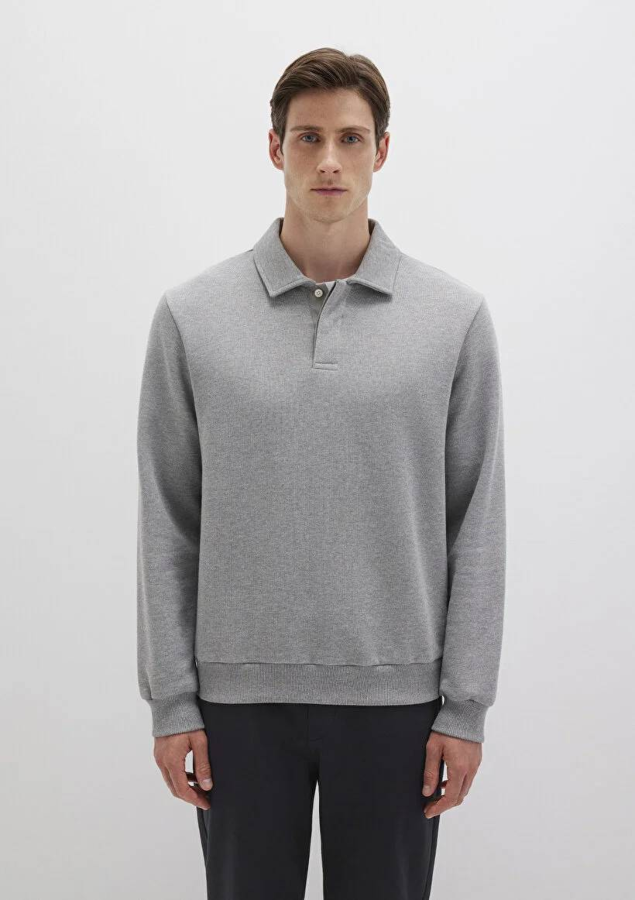 Resim Mavi Yarım Düğmeli Erkek Sweat M0S10420-80018