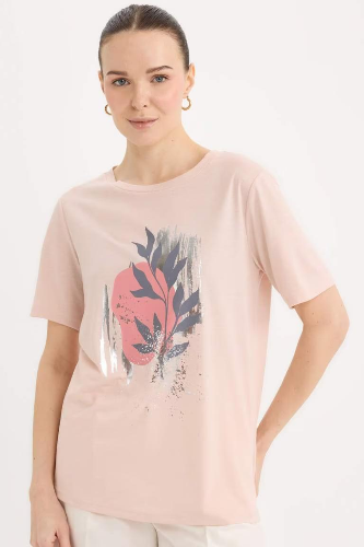Resim Defacto Kadın Kısa Kol T-shirt E0917AX/PN302