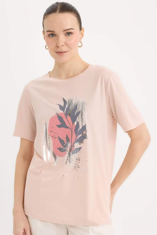 Resim Defacto Kadın Kısa Kol T-shirt E0917AX/PN302