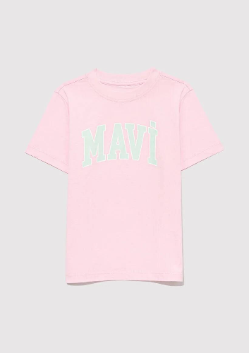 Resim Mavi Logo Tişört Toz Pembe Kız Çocuk T-Shirt M7610109-86953