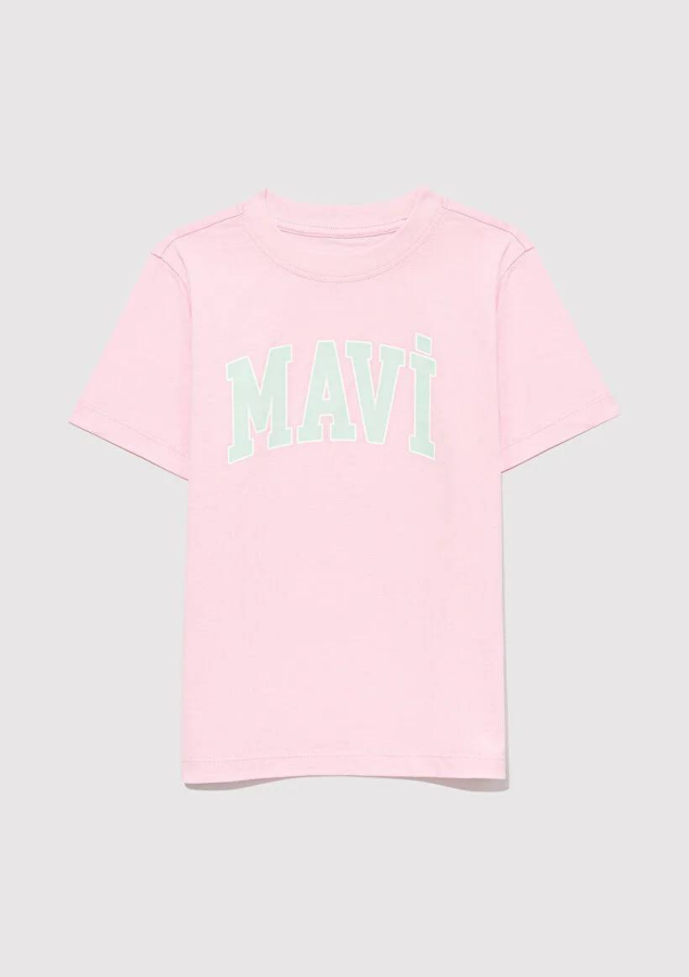 Resim Mavi Logo Tişört Toz Pembe Kız Çocuk T-Shirt M7610109-86953