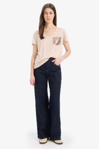 Resim Defacto Kadın Kısa Kol T-shirt U3769AZBG107
