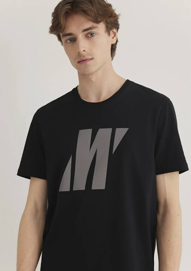Resim Mavi Slim Erkek  T-shirt M066000-900