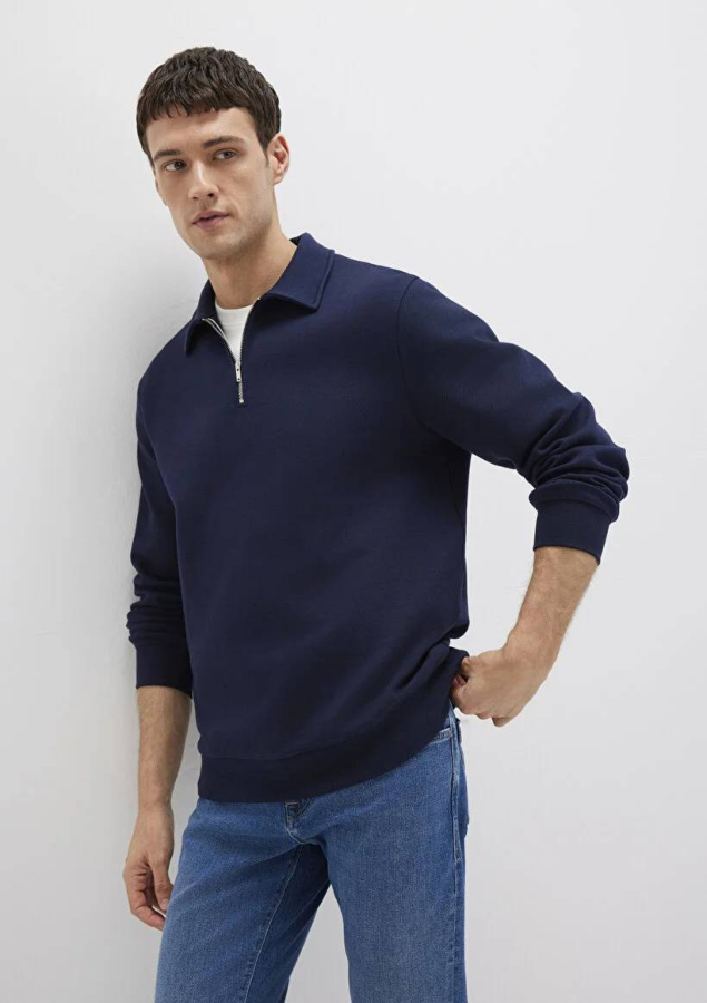 Resim Mavi Half Zip Erkek Sweat M0S10414-86415
