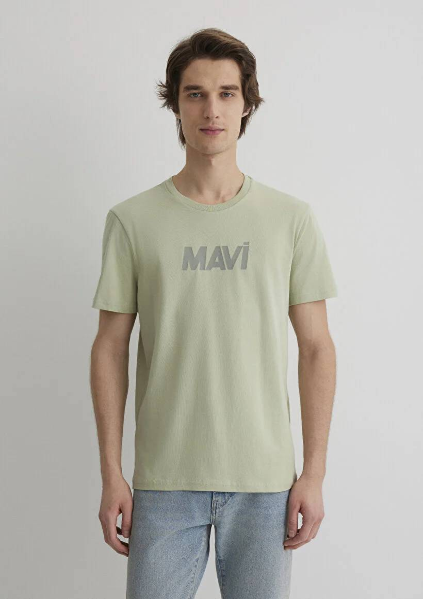 Resim Mavi Baskılı Erkek T-Shirt M066846-85873