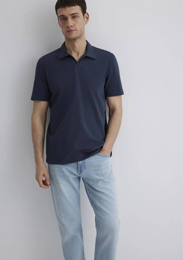 Resim Mavi Regular Erkek  T-shirt M0612597-70726