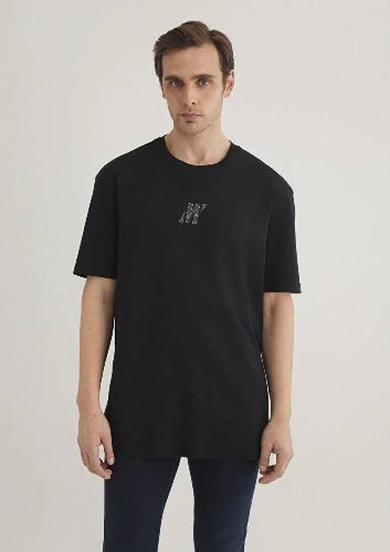 Resim Mavi Loose Erkek  T-shirt M0612189-900