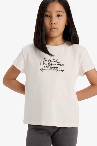 Resim Defacto Kız Çocuk Kısa Kol T-shirt E5892A8BG697