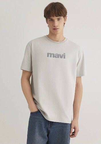 Resim Mavi Baskılı Erkek T-Shirt M0612522-70074