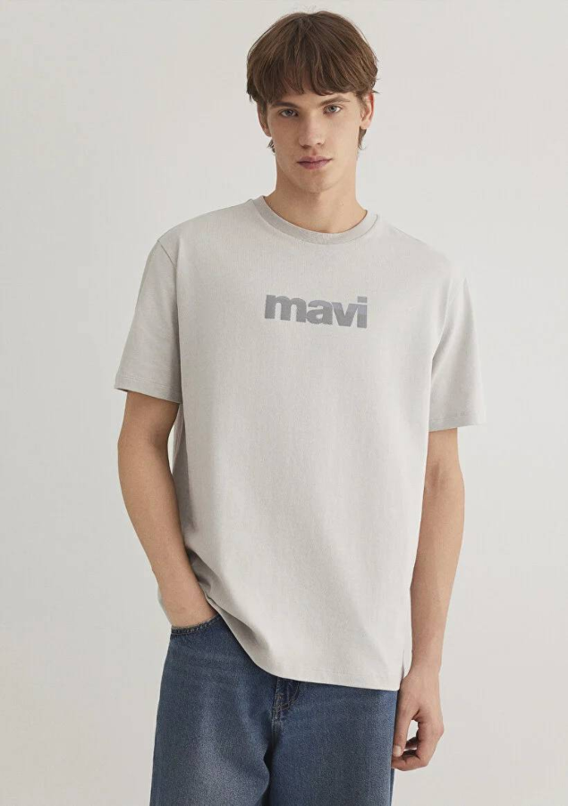 Resim Mavi Baskılı Erkek T-Shirt M0612522-70074