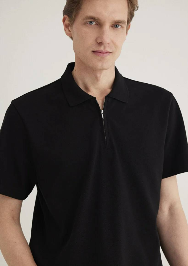Resim Mavi Half Zıp Polo Erkek T-Shirt M0612525-900