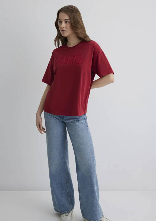 Resim Mavi Oversize Kadın  T-shirt M1613218-70464
