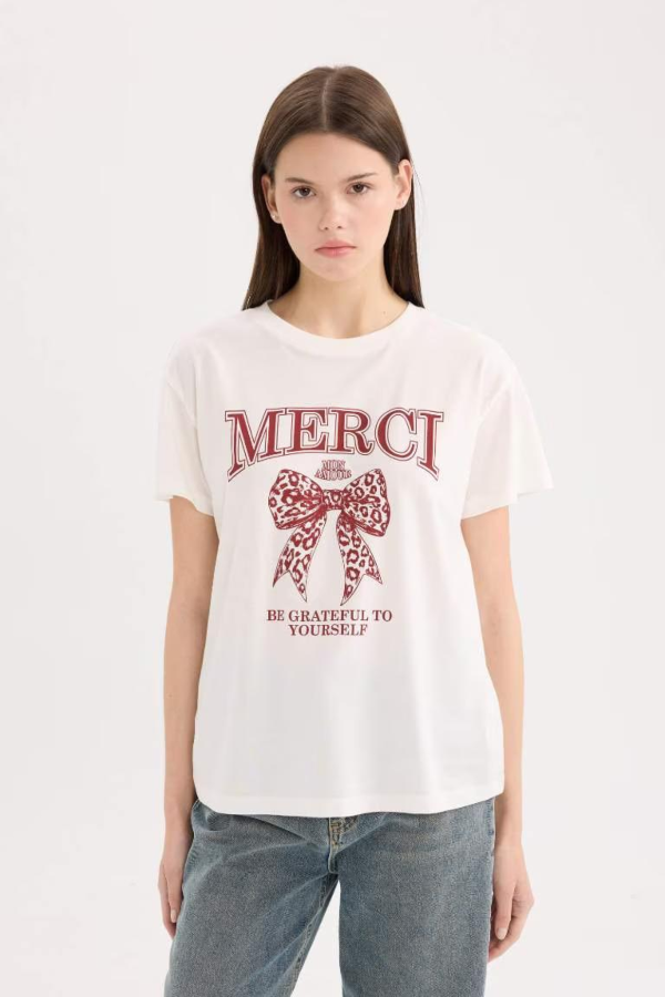Resim Defacto Kadın Kısa Kol T-shirt D9606AXWT32