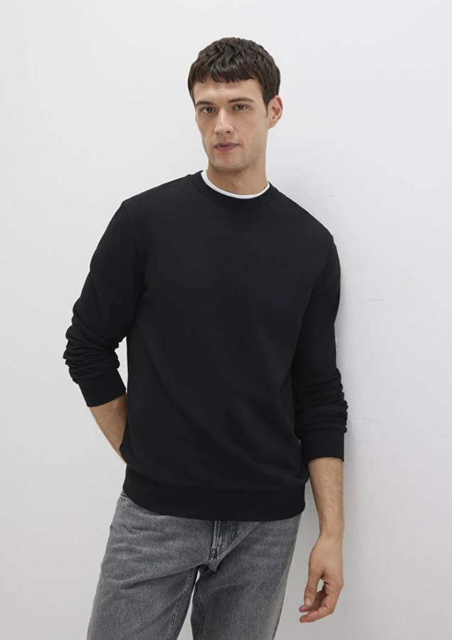 Resim Mavi Bisiklet Yaka Erkek Sweat M0S10457-900