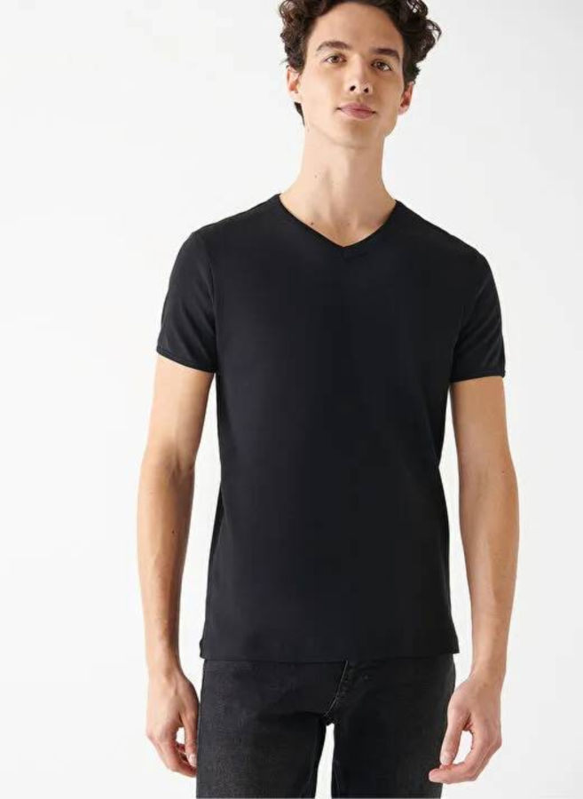 Resim Mavi V Yaka Erkek T-Shirt M063748-900
