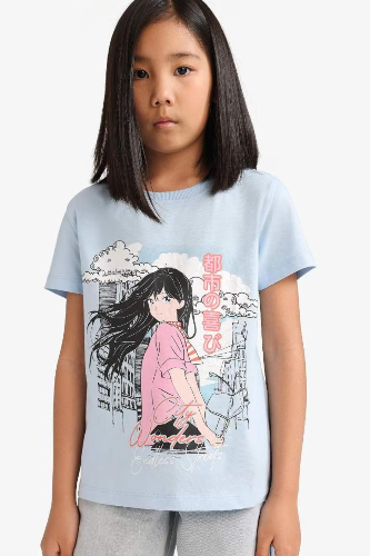 Resim Defacto Kız Çocuk Kısa Kol T-shirt E0351A8/BE745