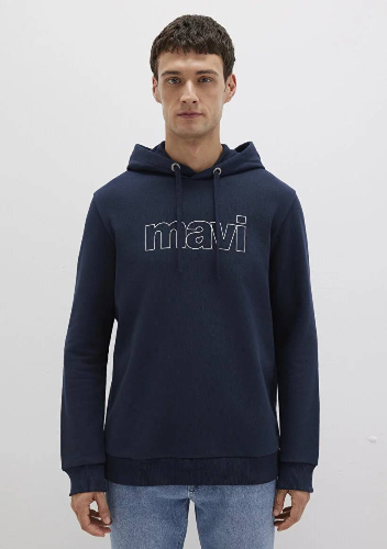 Resim Mavi Logo Kapüşonlu Erkek Sweat M065606-28417