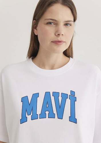 Resim Mavi Baskılı Kadın T-shirt M1600843-70000