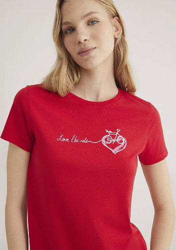 Resim Mavi Bisiklet Baskılı Grafik Kadın T-Shirt M1612961-82054