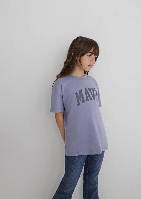 Resim Mavi Jenerik Kız Çocuk T-Shirt M7610385-88095