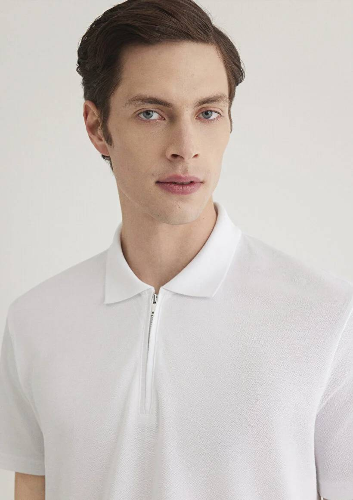 Resim Mavi Half Zıp Polo Erkek T-Shirt M0612525-620
