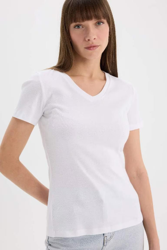Resim Defacto Kadın Kısa Kol T-shirt I1080AZ/WT34