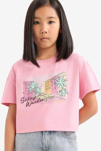 Resim Defacto Kız Çocuk T-shirt E0384A8/PN666