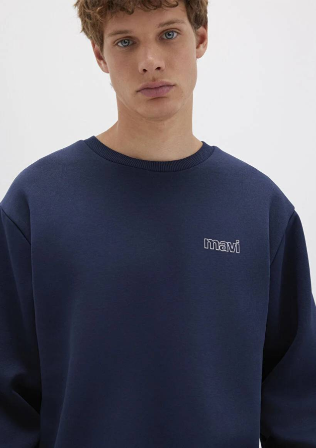 Resim Mavi Baskılı Erkek Sweat M0S10379-70488