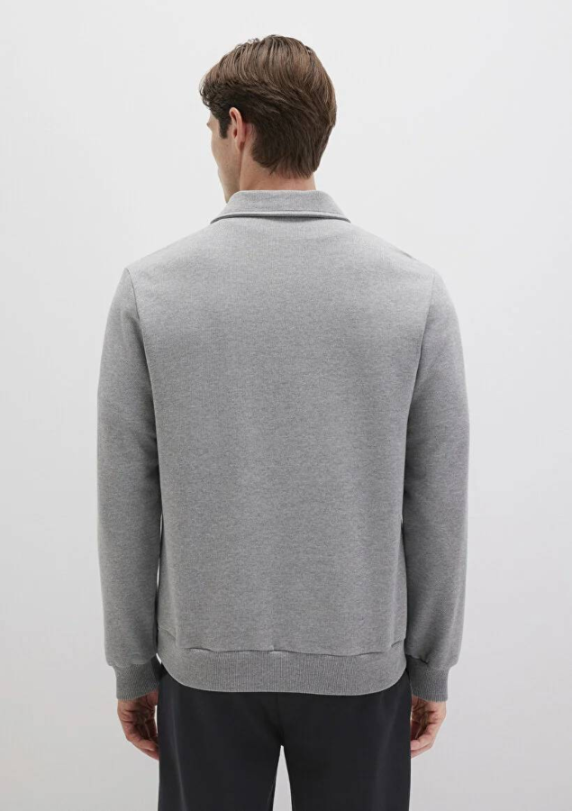Resim Mavi Yarım Düğmeli Erkek Sweat M0S10420-80018