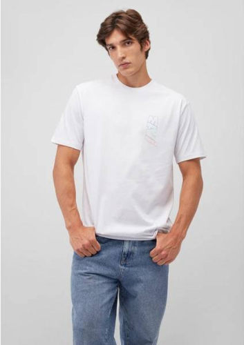 Resim Mavi Baskılı Erkek T-Shirt M0612350-620