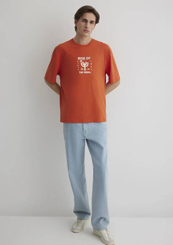 Resim Mavi Relaxed Erkek  T-shirt M0612669-70435