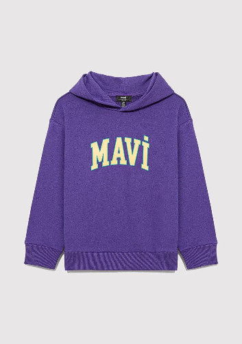 Resim Mavi Baskılı Kapüşonlu Erkek Çocuk Sweat M6S10113-70692