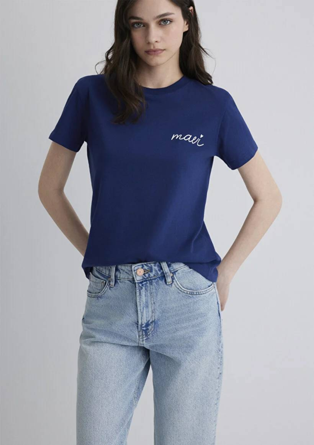 Resim Mavi Semi Slim Kadın  T-shirt M1612962-70722