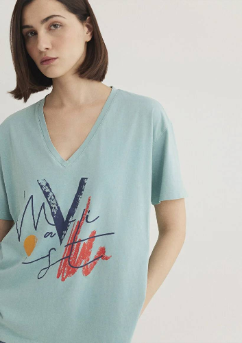 Resim Mavi Kadın T-shirt M1601176-34078