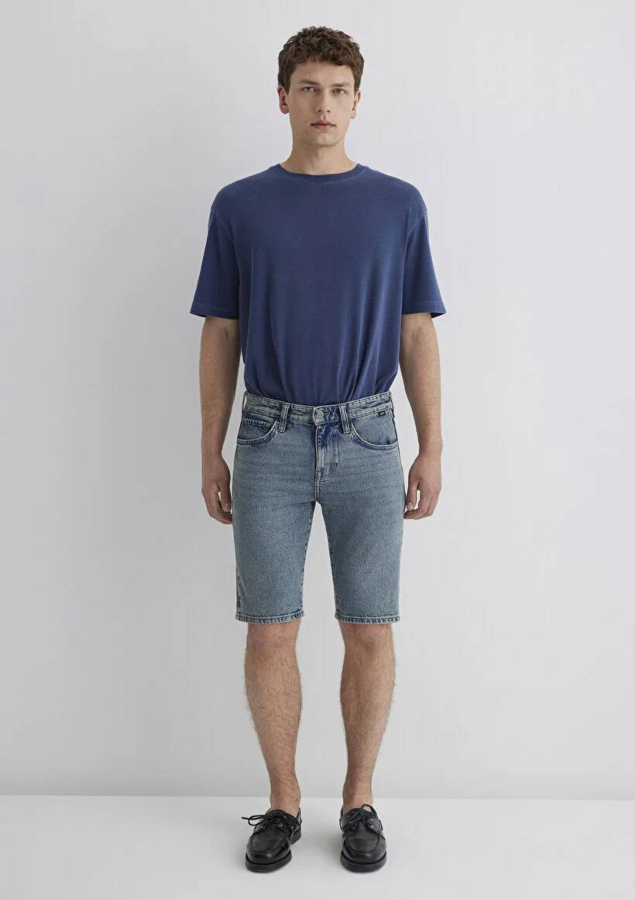 Resim Mavi Skinny Erkek  Kot&Kanvas Şort M0428489645