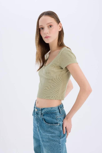 Resim Defacto Kadın Kısa Kol T-shirt E0290AXKH271