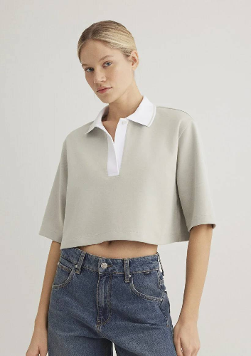 Resim Mavi Polo Yaka Kadın T-Shirt M1613000-70083