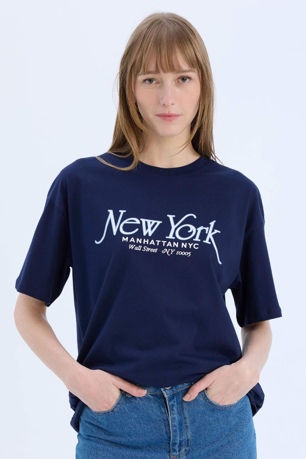 Resim Defacto Kadın Kısa Kol T-shirt E5057AXNV251