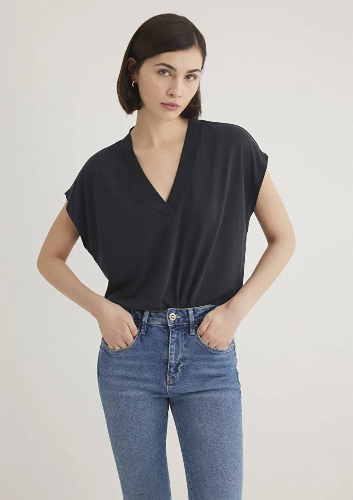 Resim Mavi Kolsuz Kadın T-Shirt M1612250-900