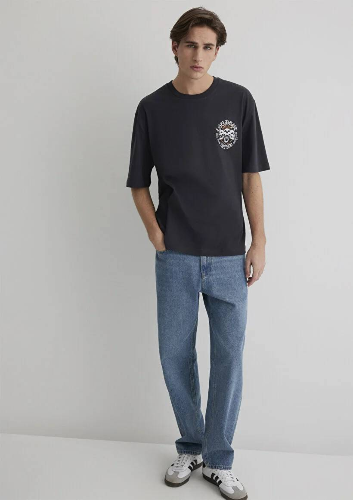 Resim Mavi Relaxed Erkek  T-shirt M0612702-70087