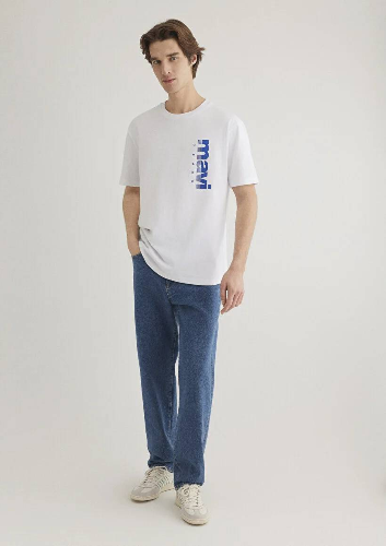 Resim Mavi Jeans Baskılı Erkek T-Shirt M0611745-620