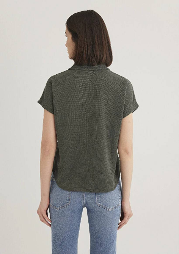 Resim Mavi Kısa Kollu Polo Kadın T-Shirt M1612142-71598