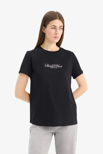 Resim Defacto Kadın Kısa Kol T-shirt E2789AX/BK81