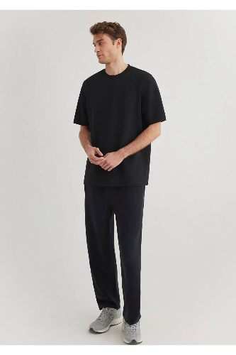 Resim Mavi Loose Erkek  T-shirt M0612757-71379