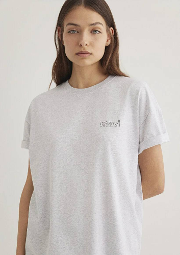 Resim Mavi Kısa Kollu Kadın T-Shirt M1611309-85438