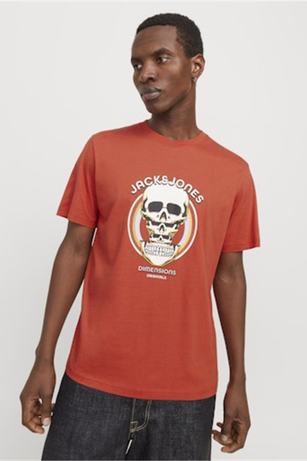 Resim Jack & Jones Joranatomy Skull Tee Ss Crew Neck Sn Erkek T-shirt 12272966