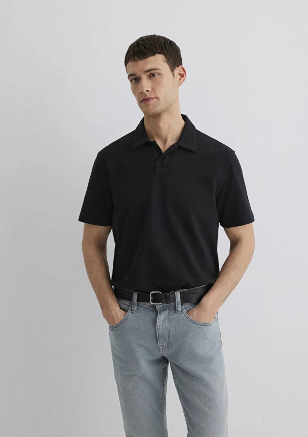 Resim Mavi Loose Erkek  T-shirt M0611904-900